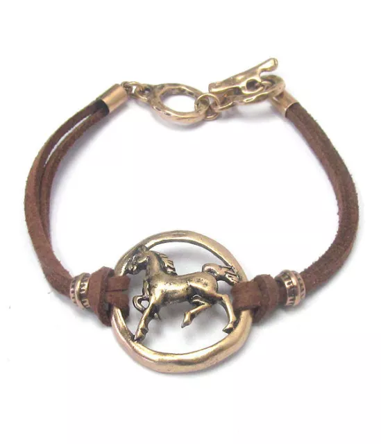 Horse & Western Jewellery Jewelry Ladies Horse Bracelet Gold  Suede Brown