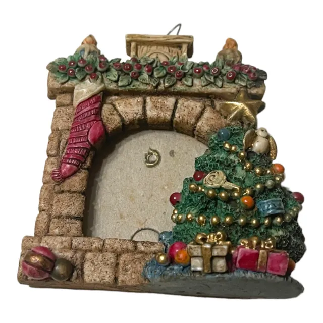 3D Resin Holiday Photo Frame Fireplace Scene Christmas Tree Stocking
