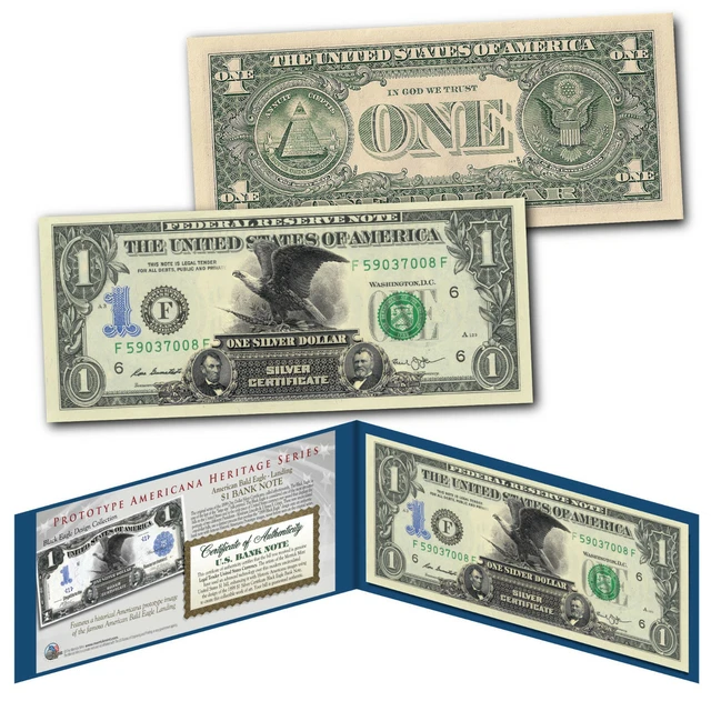 Black Eagle 1899 Silver Certificate Prototype on NEW $1 Bill BALD EAGLE LANDING