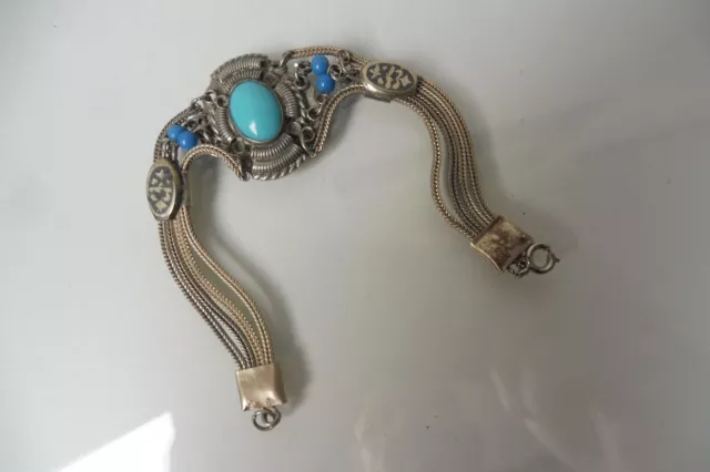 Schönes , altes Armband,  800 Silber mit Türkisen