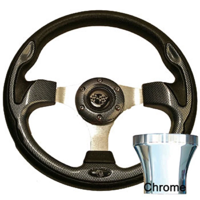 YAMAHA G2G29 GOLF Cart Carbon Fiber Rally Steering Wheel Chrome