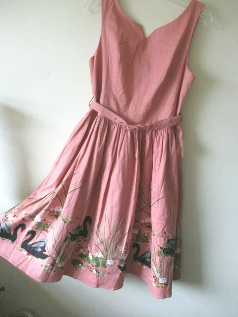 open lace back dress Christine Flared Skirt Pink  Lindy Bop