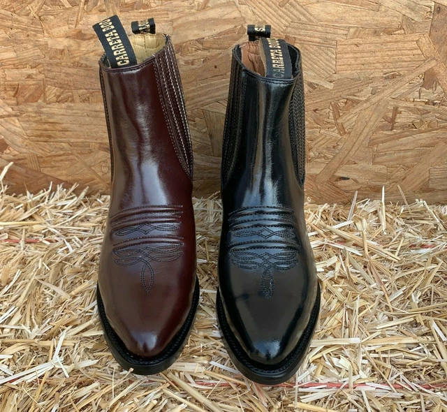 Men's Western Half Ankle Chelsea Boots Leather Botin Tacon Cubano Vaquero Piel E - Foto 9