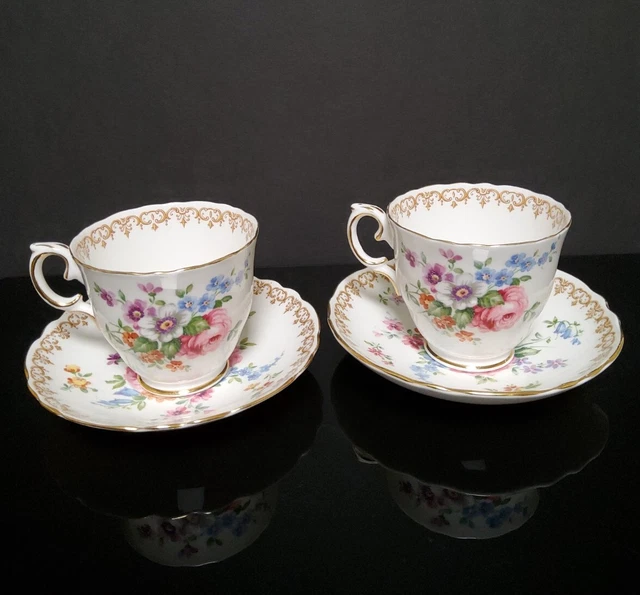 VINTAGE CROWN STAFFORDSHIRE 'England's Bouquet' Fine Bone China Trio. £