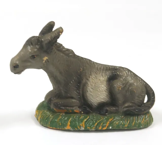 Vintage Krippenfigur Esel aus Pappmaché, 10 cm, Weihnachten, Fontanini AF641