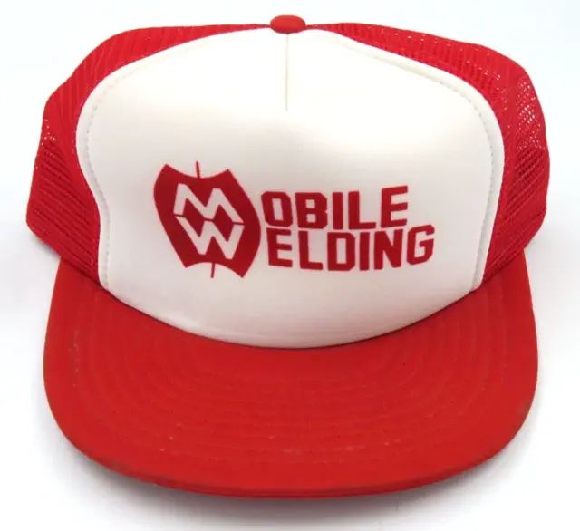VINTAGE MOBILE WELDING Mesh Trucker Hat Snapback Red White Chicago $14. ...