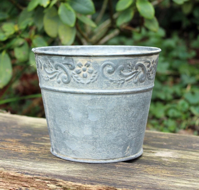 Blumentopf Pflanzgefäß Zink Übertopf Nostalgie Shabby Pflanztopf Landhaus Garten