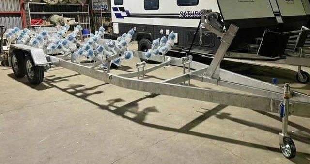 SALE PRICE! 7.5m Galvanised 3500kg ATM Tandem Boat Trailer Electric Brakes Rolle