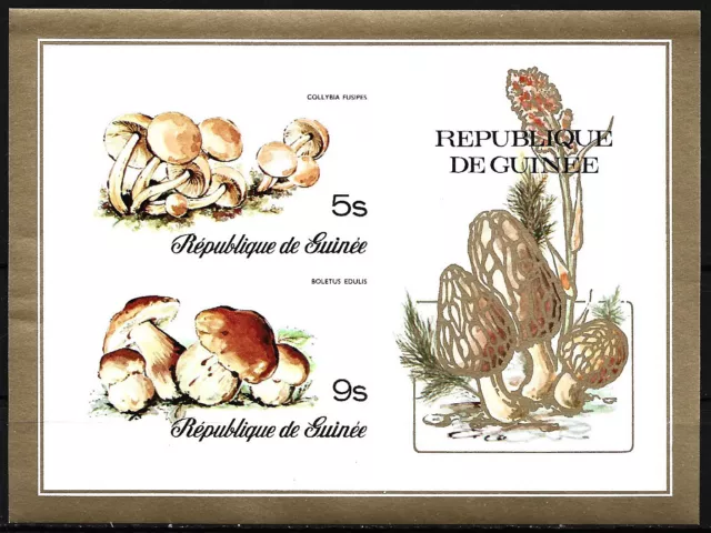 Guinea - mushrooms block 48 B mint 1977 Mi. 759+761 B