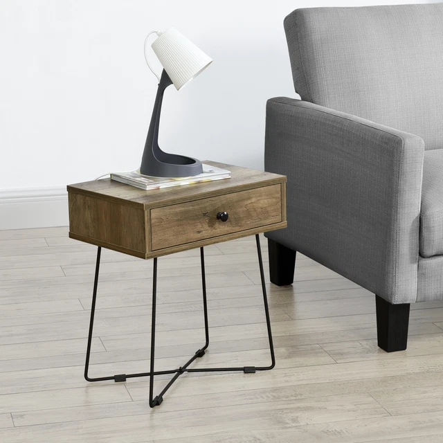 Mesa de Noche con cajón Mesita Auxiliar Consola Cuadrado Salón Mesa café té