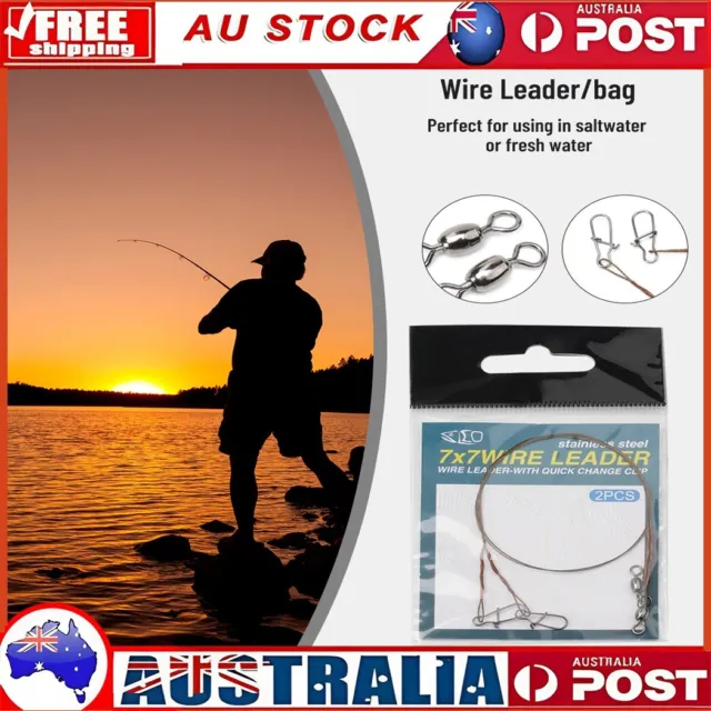 PREMIUM QUALITY FISHING Line Steel Wire Leader with Snap & Swivels