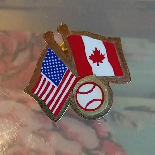 USA vs Canada North America  Baseball Tournament Hat Pin Vintage