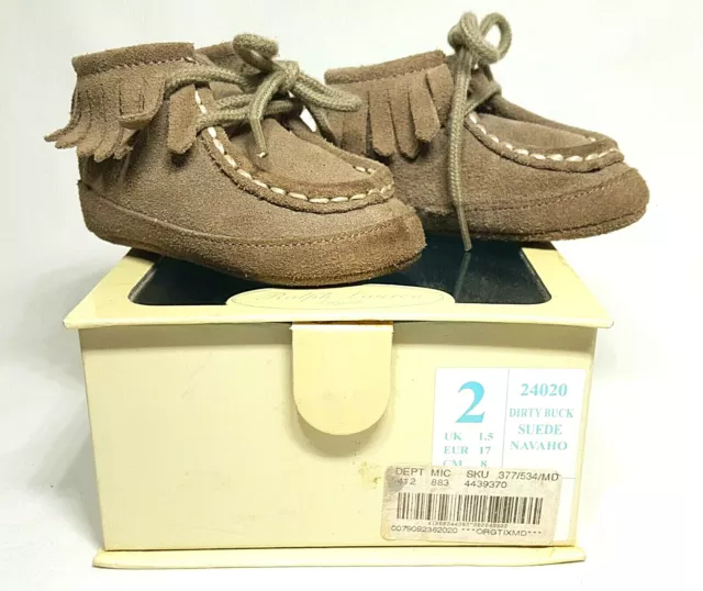 Ralph Lauren Layette Baby Boys Moccasins Suede Shoes Size 2 (3-6 mos) Vintage