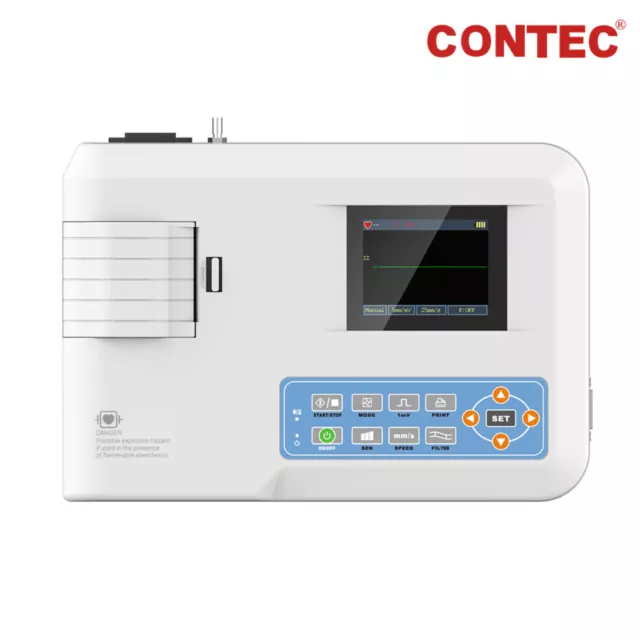 CONTEC ECG100G Einkanal-EKG-Gerät Farb-LCD-Elektrokardiograph 12 Ableitungen CE