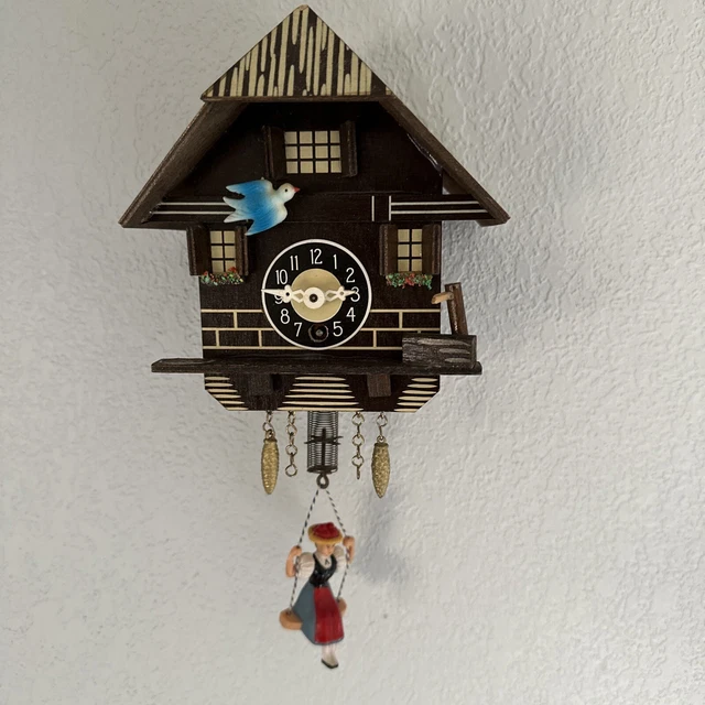 Vintage J.  Engstler Pendulum /Cuckoo Clock with Lady on spring
