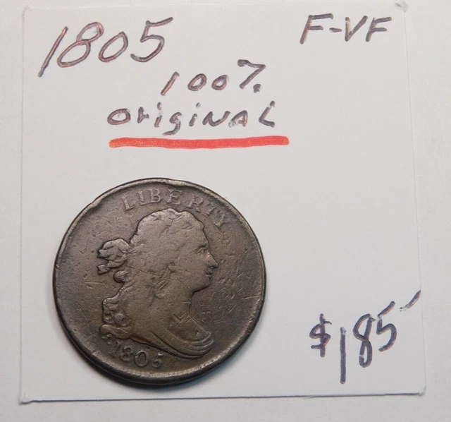 100% Original! 1805 Draped Bust Half Cent Chocolate Brown !!!!!!!!!!!!!!!!!!!!⭐⭐