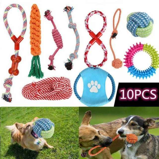 15/10x Hunde Spielzeug Set Kauspielzeug aus Seil Interaktives Pet Dog Welpen Toy