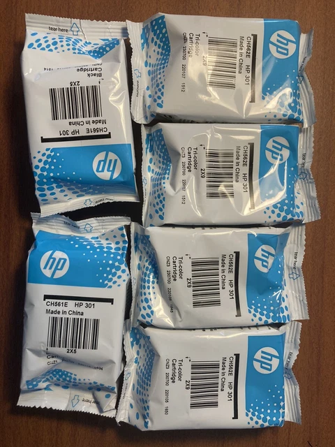 2 x hp 301 black ink cartridges and 4 x Tri-color ink cartridges