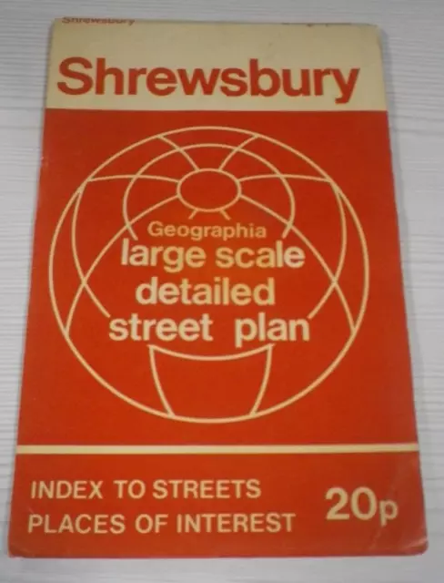 Vintage Geographia Official Street Plan of Shrewsbury 1980