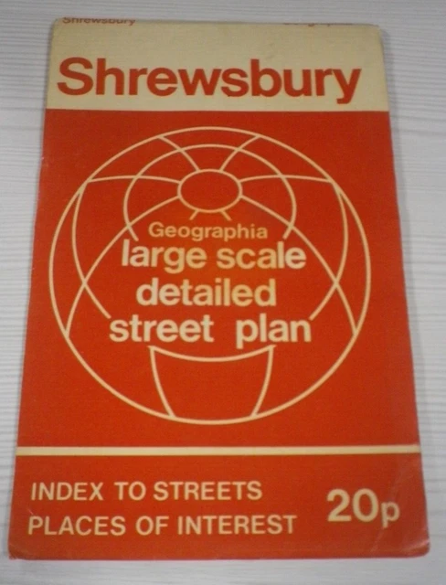 Vintage Geographia Official Street Plan of Shrewsbury 1980