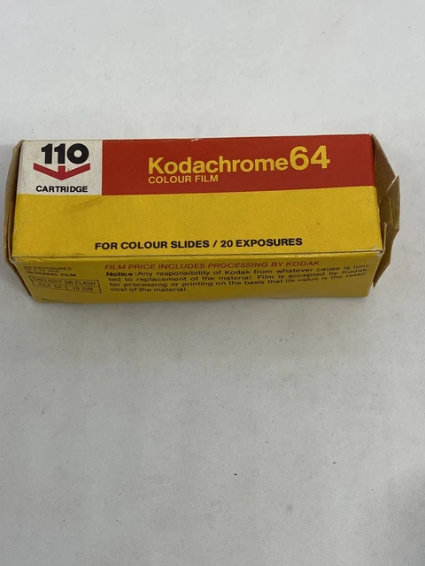 Película vintage Kodachrome 64 para diapositivas de color KR110 20 P exposiciones vencimiento 2/78