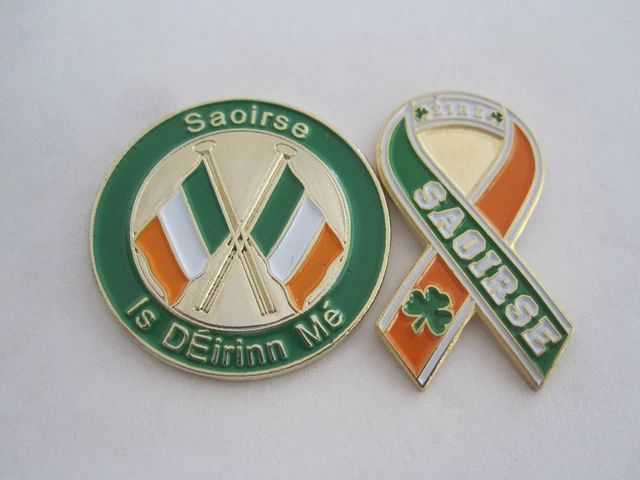 St Patricks Parade "SAOIRSE" FREEDOM 2Pc Set Irish Flag  "I Am Of Ireland" AOH