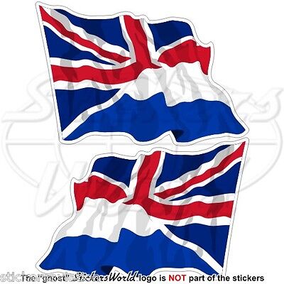 NETHERLANDS-UK Flying Flag, Dutch-British Union Jack 75mm Stickers, Decals x2