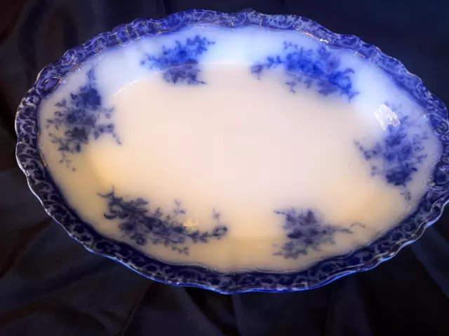 Henry Alcock & Co. England Toraine Semi-Porcelain Oval Plater Flow Blue 15"