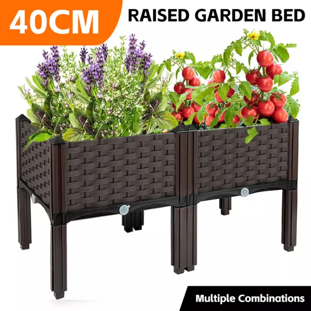 Raised Garden Bed Planter Box Outdoor Herb Flower Vegetable Plastic Grow Pot