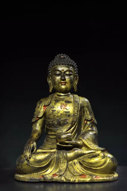 22.4" Chinese Buddhism Bronze Gilding [Herbalist Buddha] Buddha statue