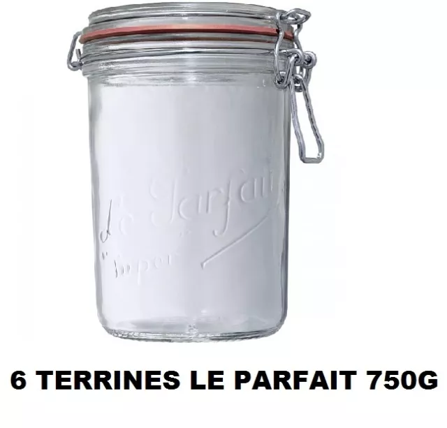 LOT 6 BOCAUX TERRINE LE PARFAIT taille 750 GRAMMES ° 100 MM bocal en verre