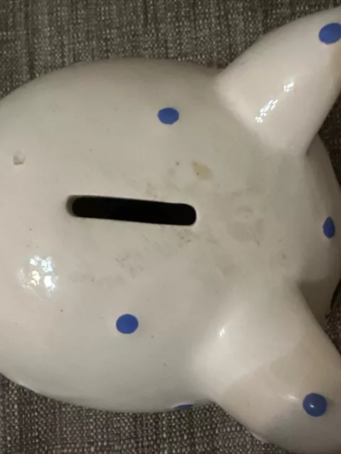 Vintage Blue & White Poka Dot Piggy Bank 3