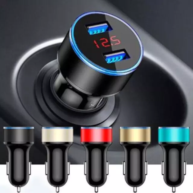 5V/3.1A USB Dual Port Car Lighter Charger 12V/24V Digital LED Voltmeter