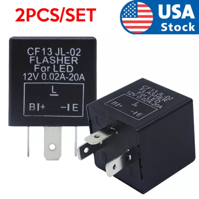 2X 3PIN CF13 Electronic Flasher Relay Fix For LED Turn Signal Light