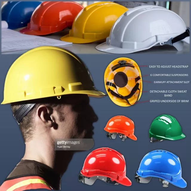 Mens Hard Hat Safety Helmet Construction Builders Site Head Protection Unisex