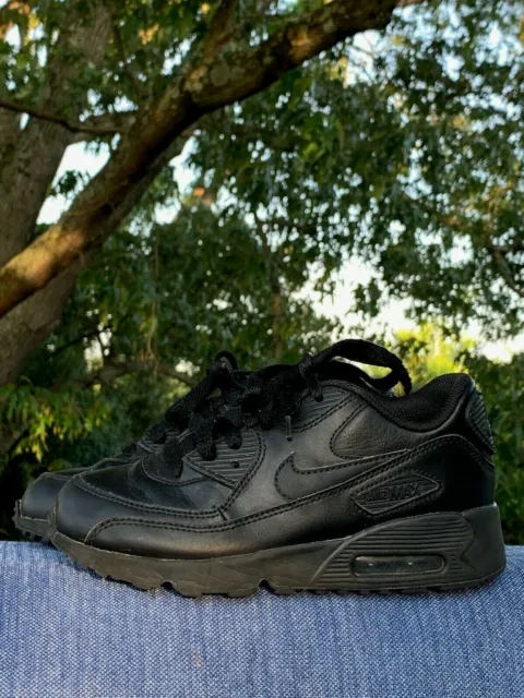Nike Air Max 90 LTR TRIPLE BLACK Black ON Black Sneakers 833414 001 Sz 1.5 👞b4