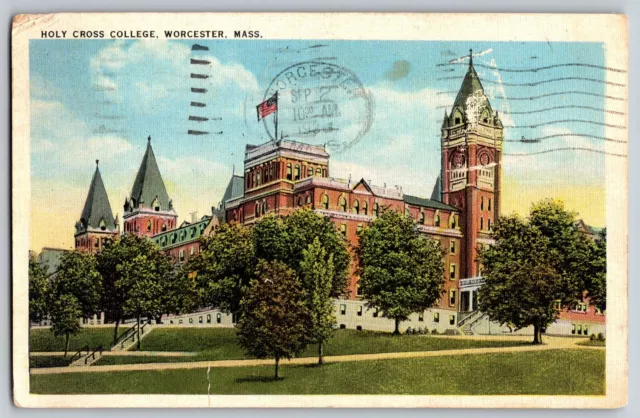 Worcester, Massachusetts MA - The Holy Cross College - Vintage Postcard - Posted