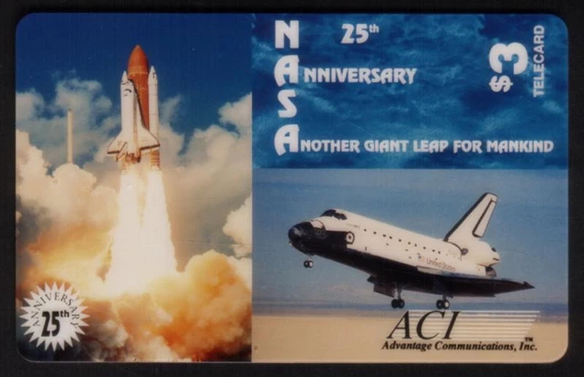 $3. NASA 25th Anniversary: Space Shuttle Liftoff & Landing SPECIMEN Phone Card