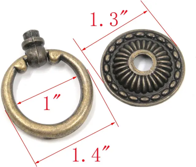Boutons antiques en bronze tire poignées quincaillerie meubles tiroir tire bague commode C 3