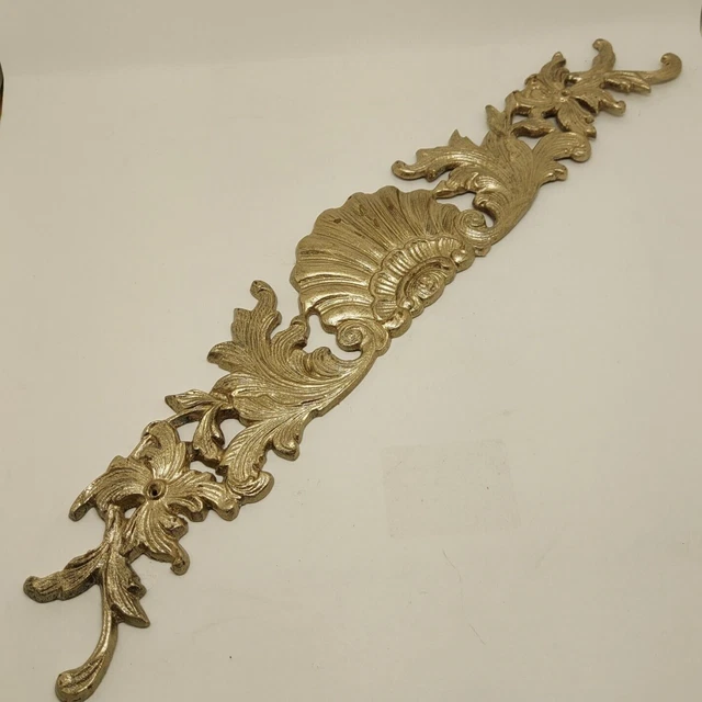 Vintage Solid Brass Shell Wall Pediment Window Picture Door Mirror Topper