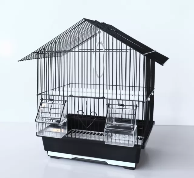 A&E Steel Parakeet Cage House Style Black Bird Cage Metal Lightweight AE29534