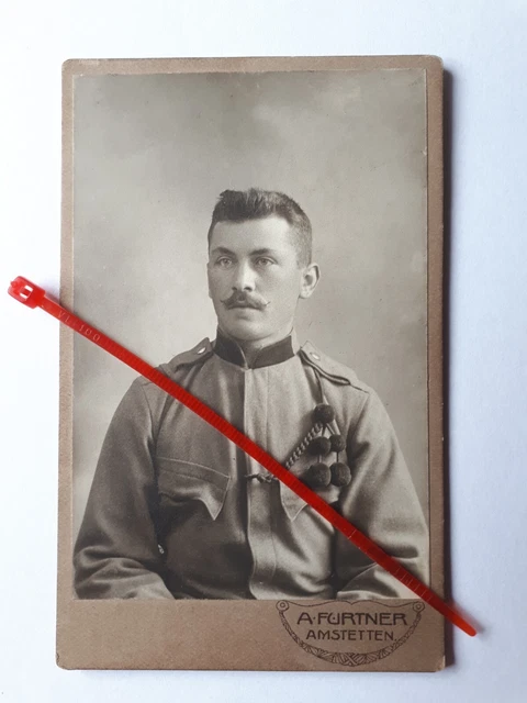 CDV Foto – KuK Soldat – Schützenschnur – Fotograf a. Amstetten / Österreich
