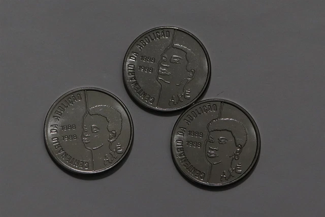 🧭 🇧🇷 Brazil 100 Cruzados 1988 Set 3 Coins Male Female Child B58 #6 SS8