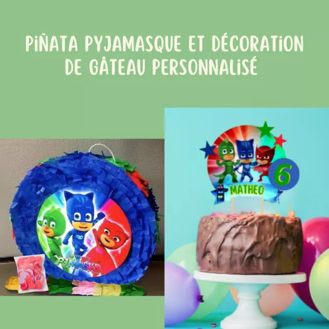 Pinata Pyjamasque + bâton, confetti et décoration Gâteau. Pinata FRANCE