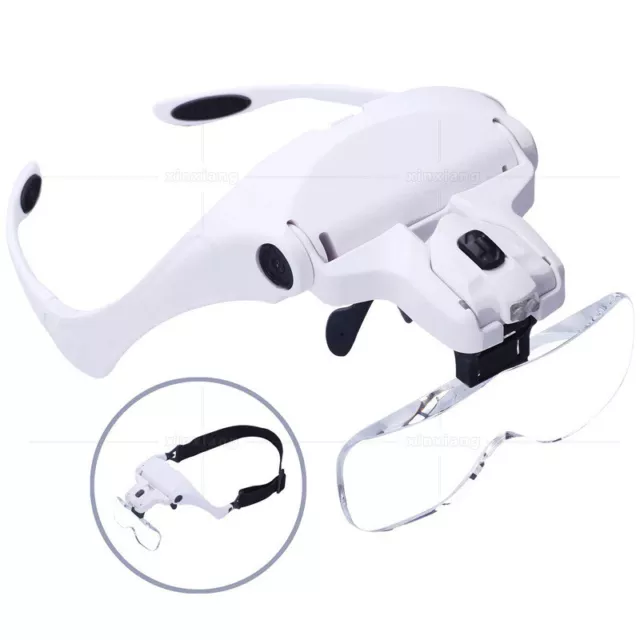 LED Light Headband Magnifier Eyeglass Head visior Jewelry Magnifying glass Loupe