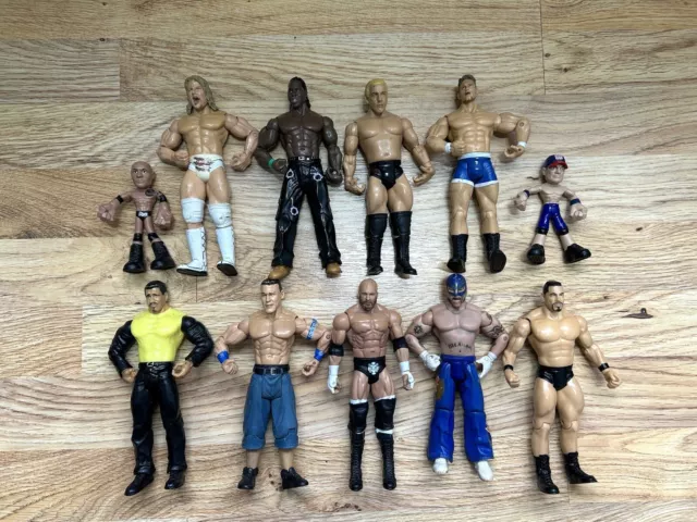 WWE Wrestling Figures Bundle X 11 Jakks Mattel Set Triple H John Cena Rock WWF