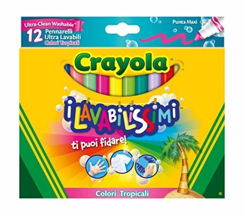 Crayola-I Lavabilissimi Pennarelli Ultra-Lavabili Punta Maxi Colori Tropicali...