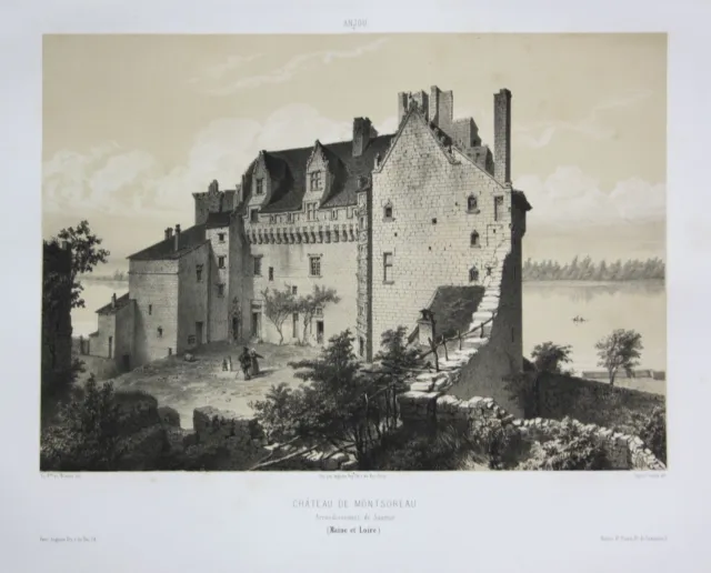 Chateau de Montsoreau Arrond. Saumur Maine et Loire Anjou Lithographie Wismes