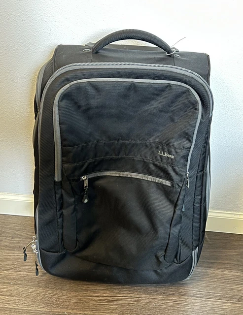 LL Bean Black 22" x 14" x 8+” Soft Sided Carry On Rolling Wheeled Suitcase Bag