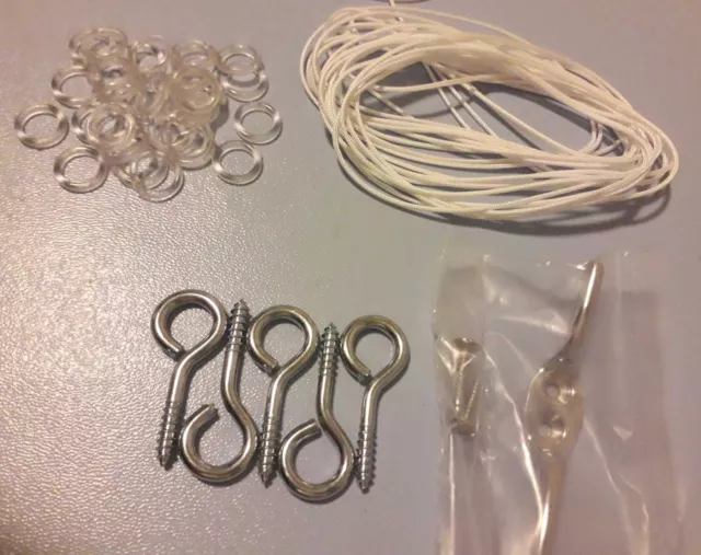 Quality Roman Blind Kits & Supplies: Chrome Cleat Hooks, Eye Hooks, Rings & Cord